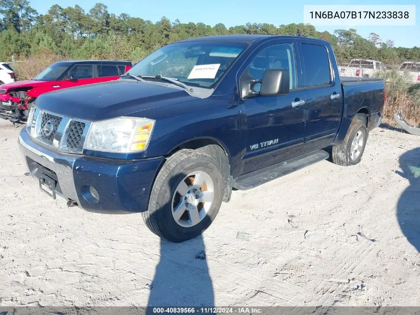 2007 Nissan Titan Le/Se/Xe VIN: 1N6BA07B17N233838 Lot: 40839566