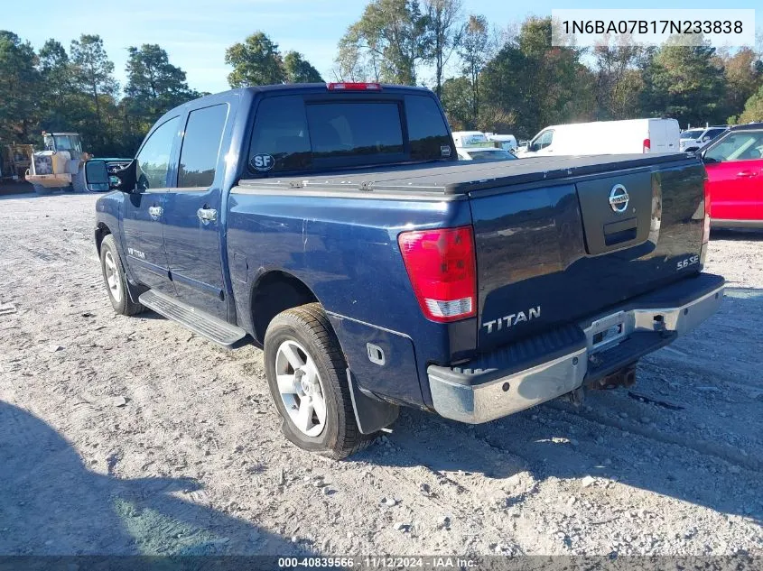 2007 Nissan Titan Le/Se/Xe VIN: 1N6BA07B17N233838 Lot: 40839566