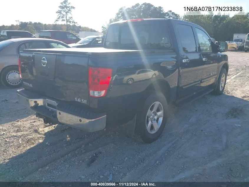 2007 Nissan Titan Le/Se/Xe VIN: 1N6BA07B17N233838 Lot: 40839566