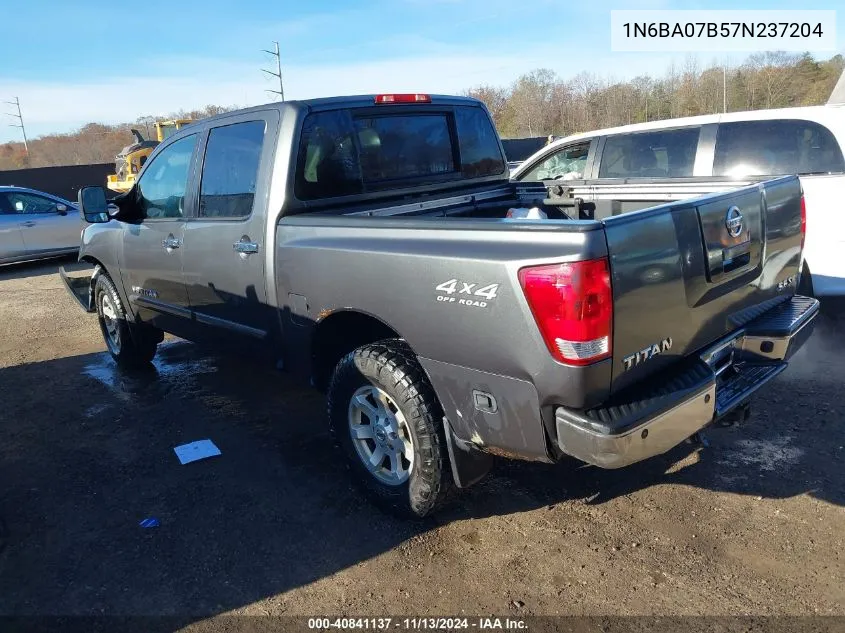 2007 Nissan Titan Se VIN: 1N6BA07B57N237204 Lot: 40841137