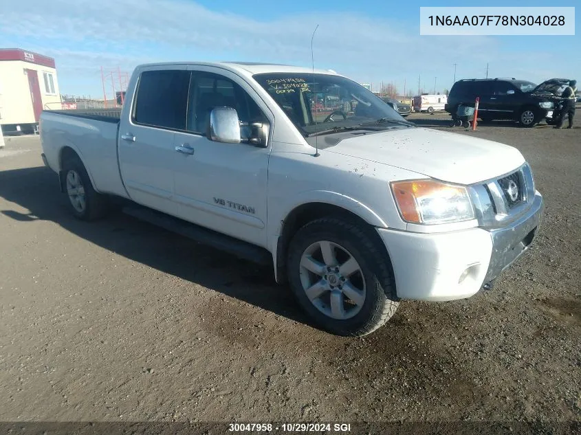 2008 Nissan Titan Xe/Se/Le/Pro-4X VIN: 1N6AA07F78N304028 Lot: 30047958