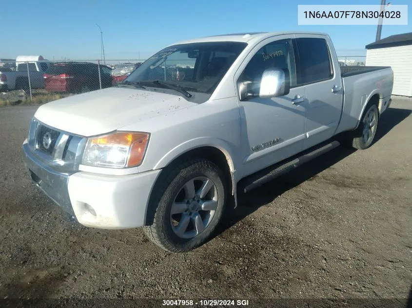 2008 Nissan Titan Xe/Se/Le/Pro-4X VIN: 1N6AA07F78N304028 Lot: 30047958