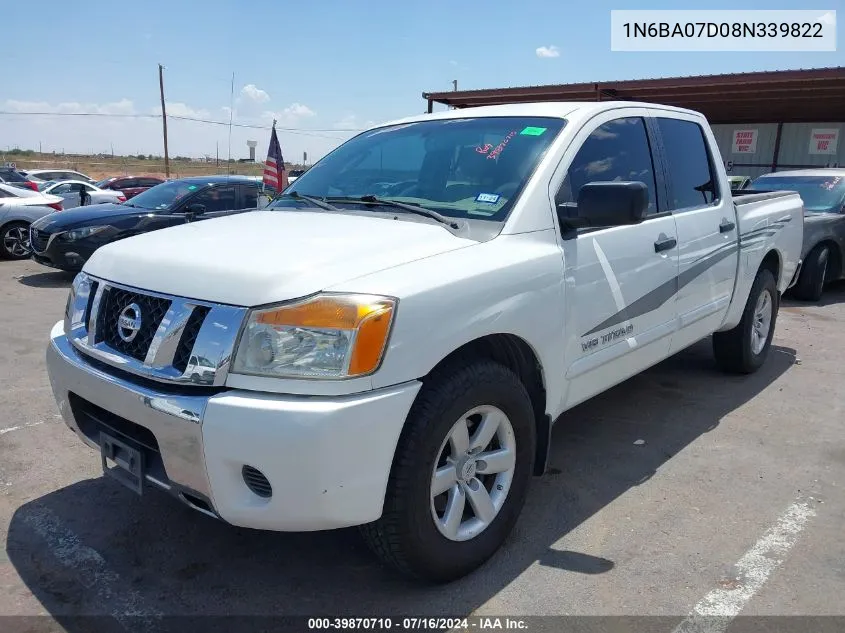 2008 Nissan Titan Se/Xe VIN: 1N6BA07D08N339822 Lot: 39870710