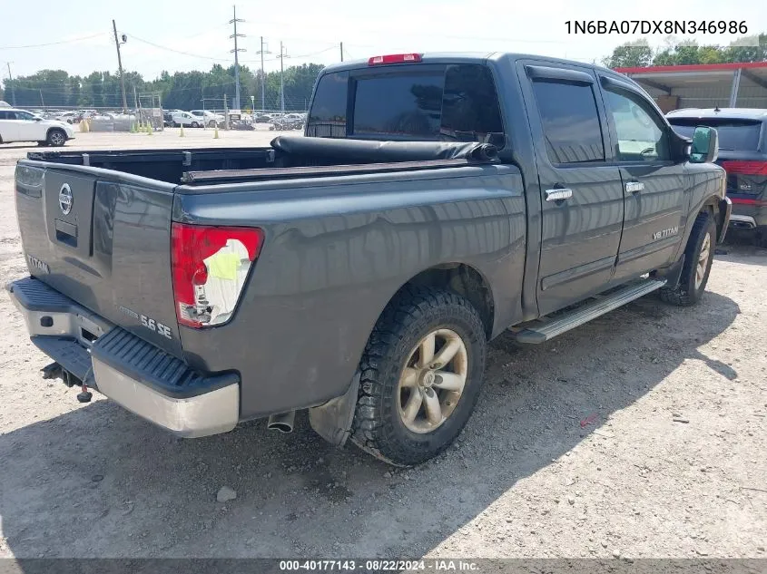 1N6BA07DX8N346986 2008 Nissan Titan Se/Xe