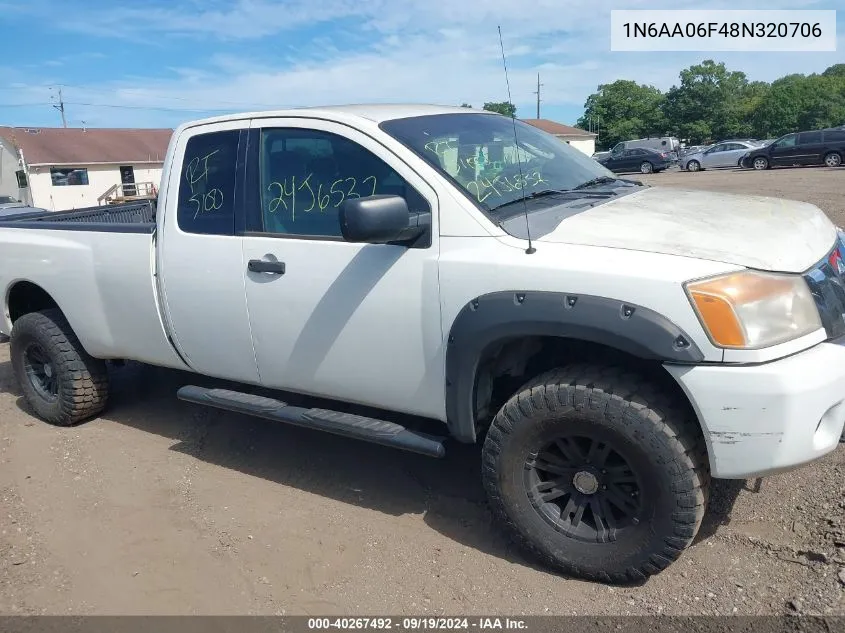 2008 Nissan Titan Xe VIN: 1N6AA06F48N320706 Lot: 40267492