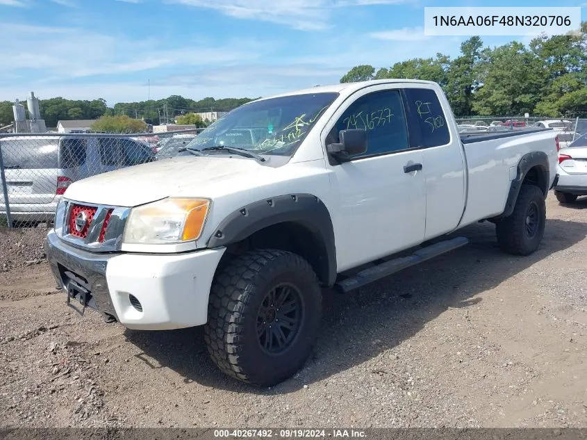 2008 Nissan Titan Xe VIN: 1N6AA06F48N320706 Lot: 40267492