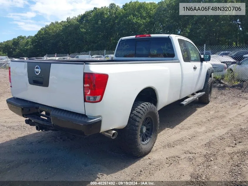 2008 Nissan Titan Xe VIN: 1N6AA06F48N320706 Lot: 40267492