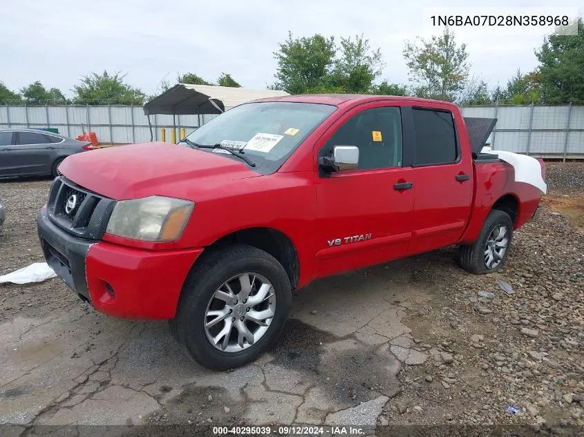 2008 Nissan Titan Se/Xe VIN: 1N6BA07D28N358968 Lot: 40295039