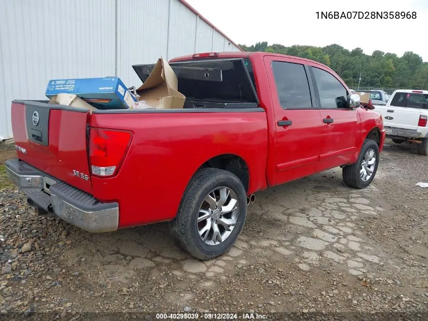 2008 Nissan Titan Se/Xe VIN: 1N6BA07D28N358968 Lot: 40295039