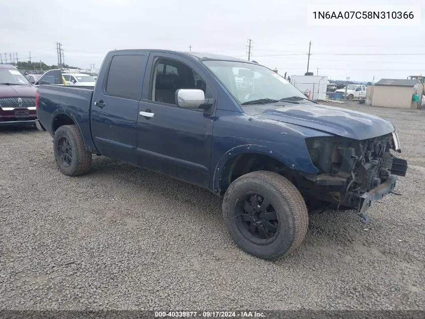 2008 Nissan Titan Le VIN: 1N6AA07C58N310366 Lot: 40339877