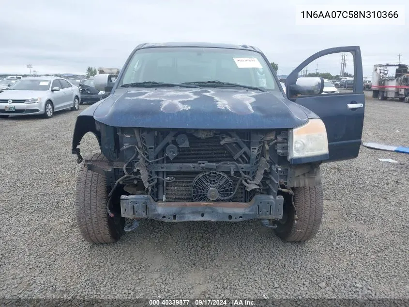 2008 Nissan Titan Le VIN: 1N6AA07C58N310366 Lot: 40339877