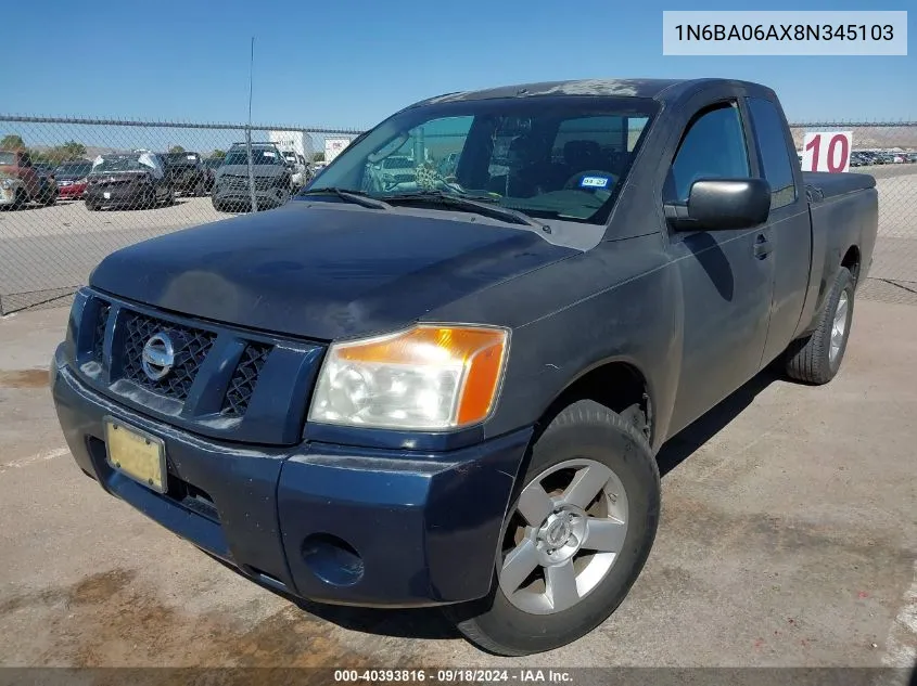 2008 Nissan Titan Le/Se VIN: 1N6BA06AX8N345103 Lot: 40393816