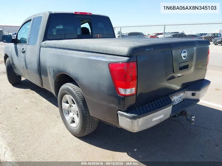 2008 Nissan Titan Le/Se VIN: 1N6BA06AX8N345103 Lot: 40393816