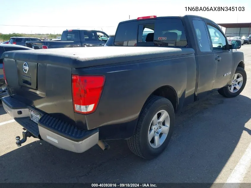 2008 Nissan Titan Le/Se VIN: 1N6BA06AX8N345103 Lot: 40393816