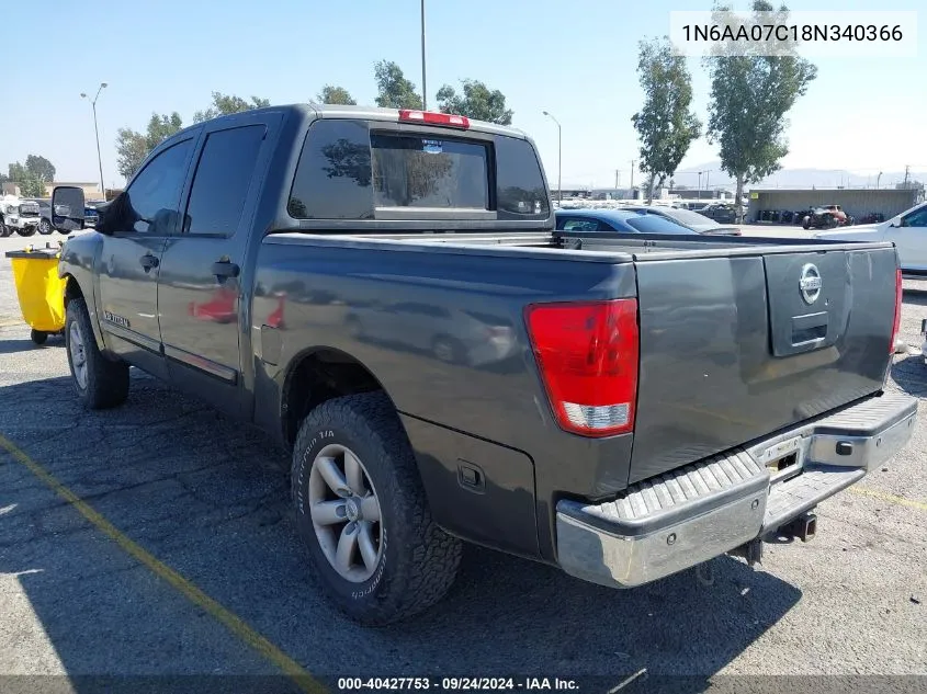 2008 Nissan Titan Pro-4X/Se VIN: 1N6AA07C18N340366 Lot: 40427753