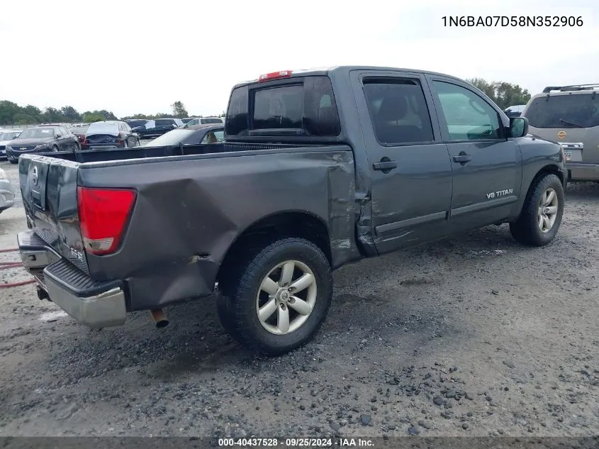 2008 Nissan Titan Le/Se/Xe VIN: 1N6BA07D58N352906 Lot: 40437528