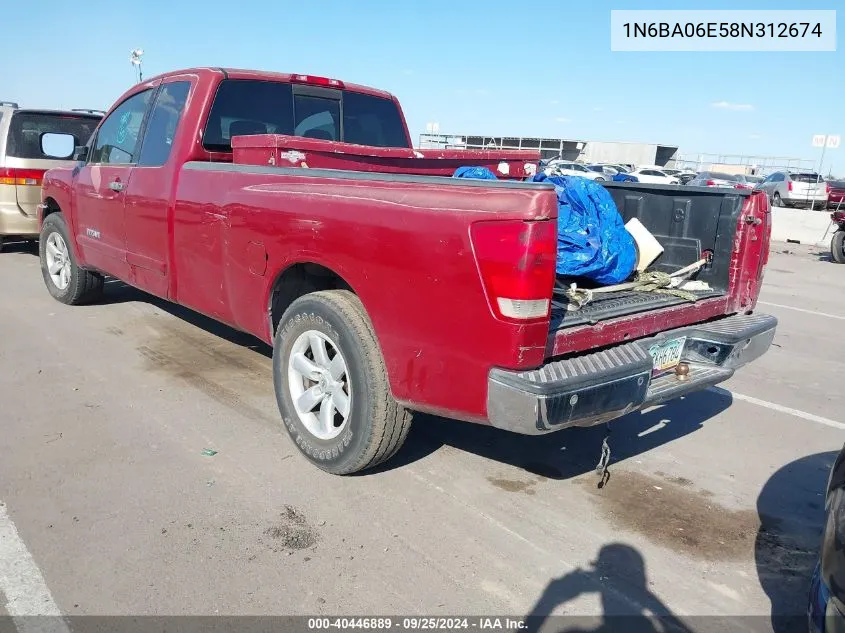 2008 Nissan Titan Se VIN: 1N6BA06E58N312674 Lot: 40446889