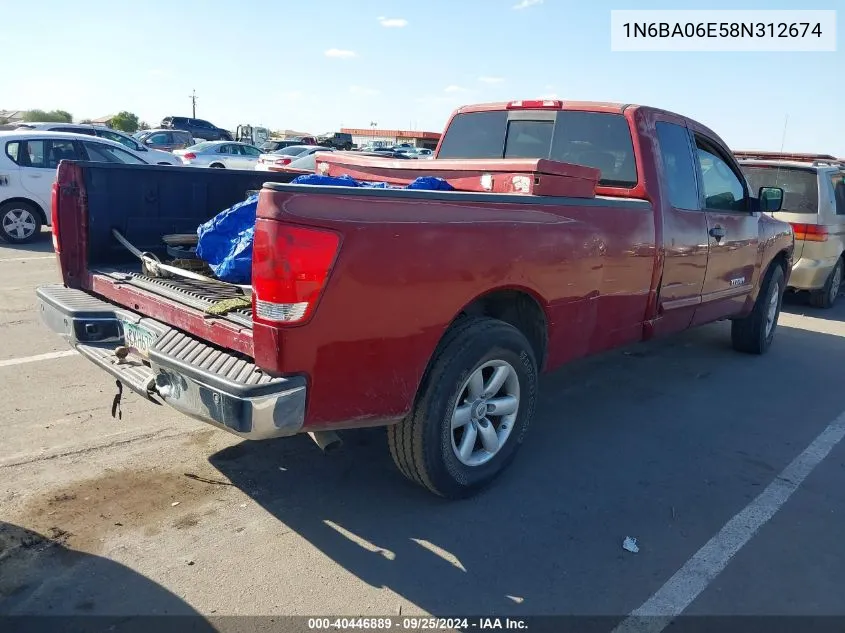 2008 Nissan Titan Se VIN: 1N6BA06E58N312674 Lot: 40446889