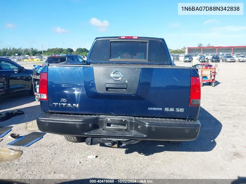 2008 Nissan Titan Se/Xe VIN: 1N6BA07D88N342838 Lot: 40479068