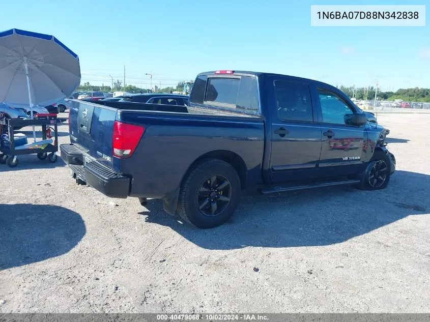 2008 Nissan Titan Se/Xe VIN: 1N6BA07D88N342838 Lot: 40479068