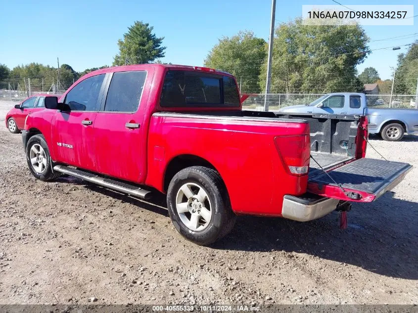 2008 Nissan Titan Xe VIN: 1N6AA07D98N334257 Lot: 40555339