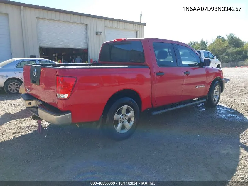 2008 Nissan Titan Xe VIN: 1N6AA07D98N334257 Lot: 40555339