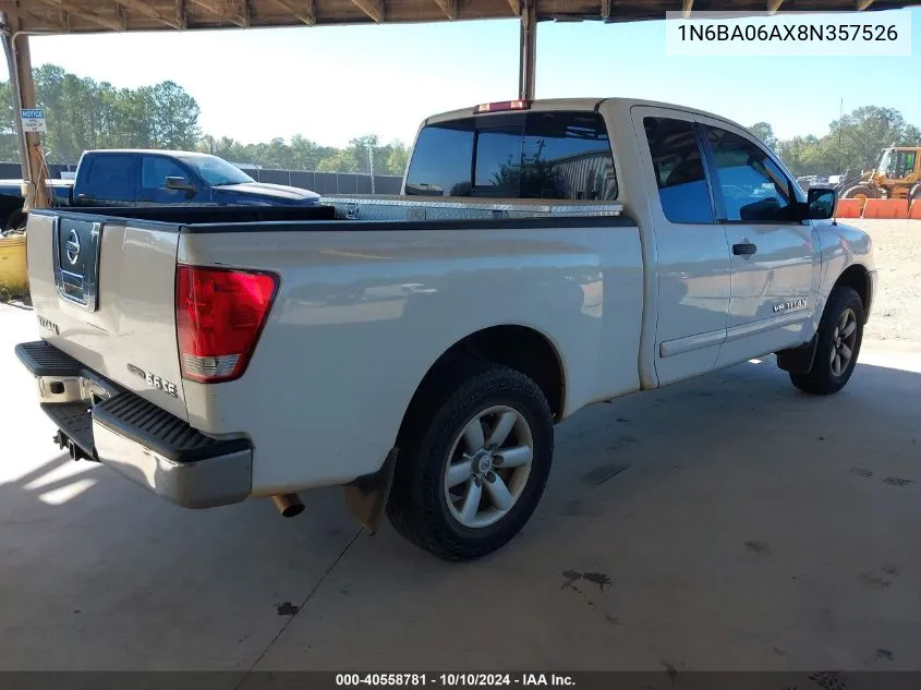 2008 Nissan Titan Le/Se VIN: 1N6BA06AX8N357526 Lot: 40558781