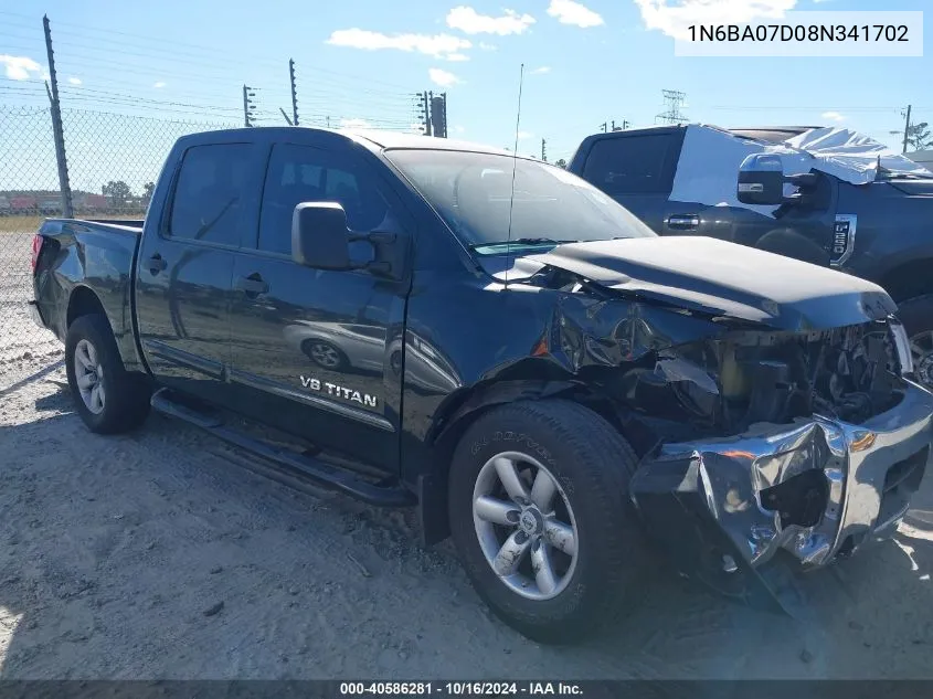 2008 Nissan Titan Se/Xe VIN: 1N6BA07D08N341702 Lot: 40586281