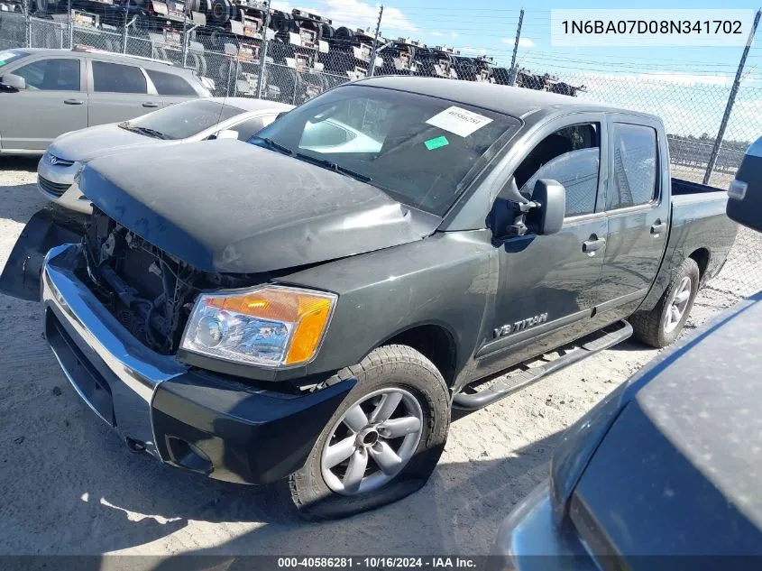 2008 Nissan Titan Se/Xe VIN: 1N6BA07D08N341702 Lot: 40586281