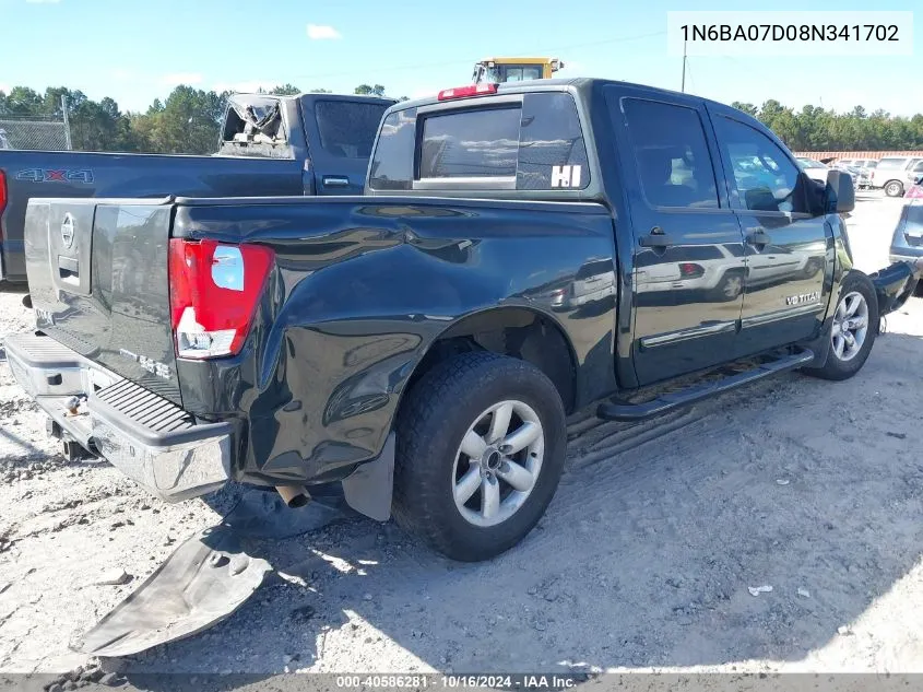 2008 Nissan Titan Se/Xe VIN: 1N6BA07D08N341702 Lot: 40586281