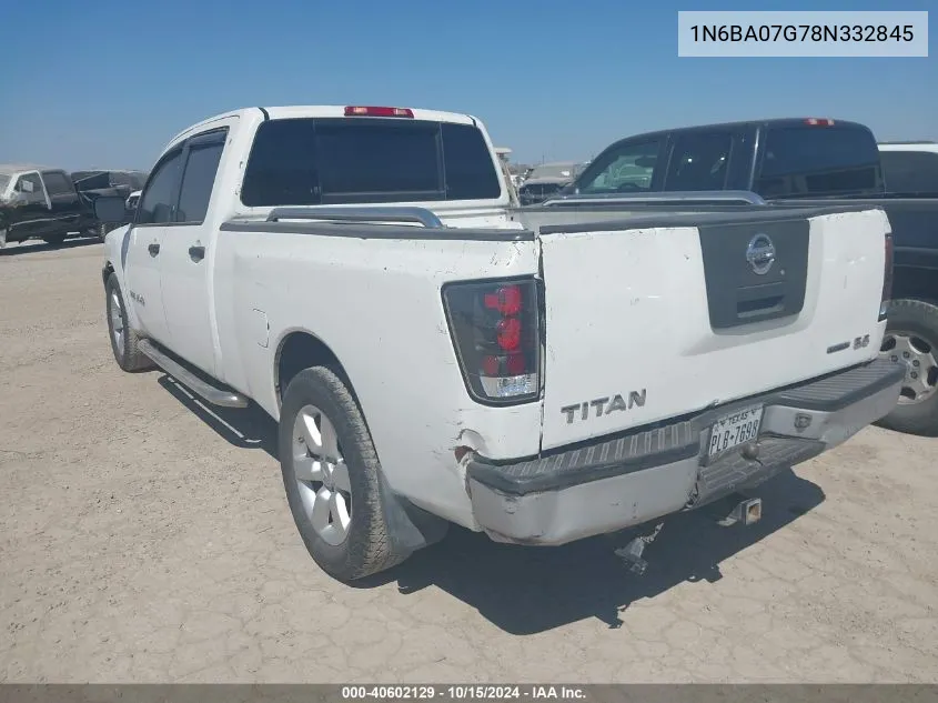 2008 Nissan Titan Xe VIN: 1N6BA07G78N332845 Lot: 40602129