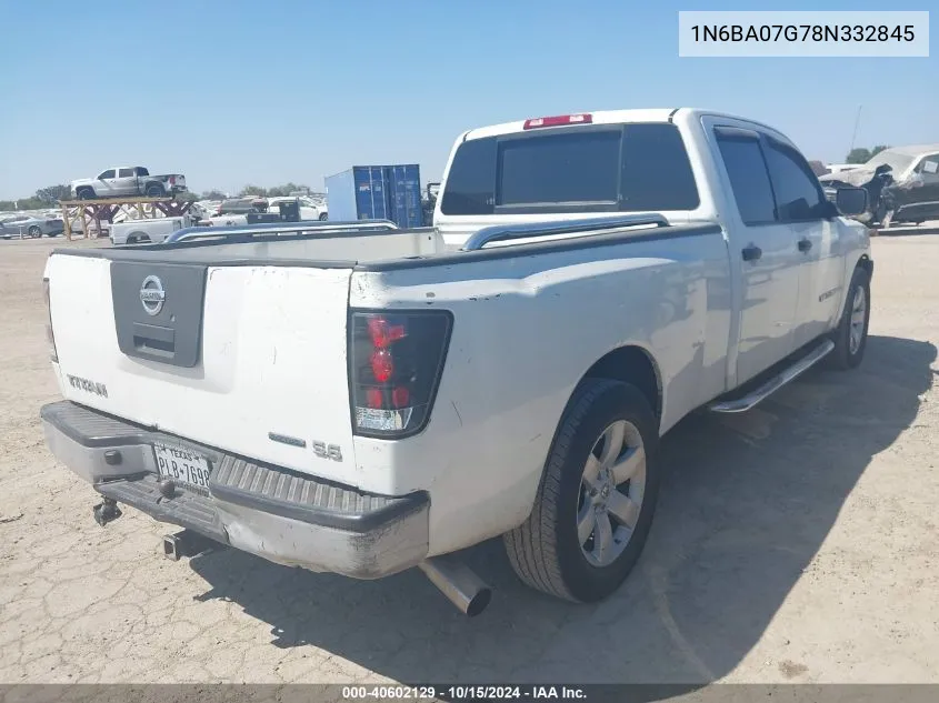 2008 Nissan Titan Xe VIN: 1N6BA07G78N332845 Lot: 40602129