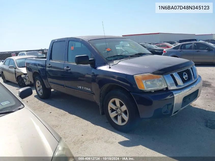 2008 Nissan Titan Se/Xe VIN: 1N6BA07D48N345123 Lot: 40612724