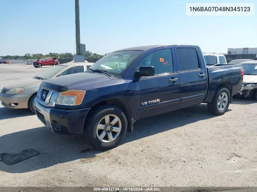 2008 Nissan Titan Se/Xe VIN: 1N6BA07D48N345123 Lot: 40612724