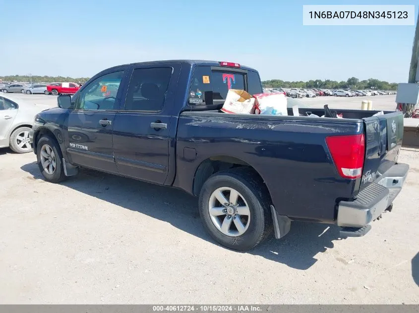 2008 Nissan Titan Se/Xe VIN: 1N6BA07D48N345123 Lot: 40612724