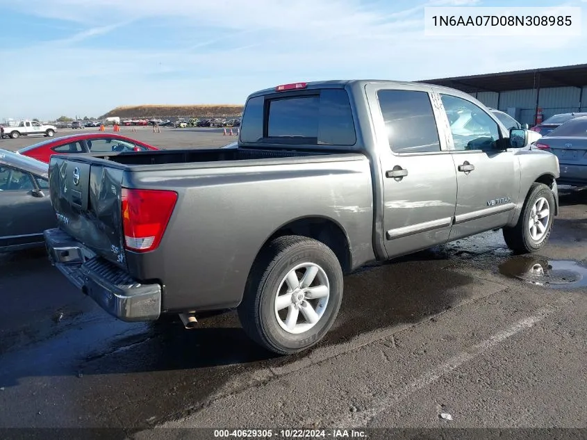 2008 Nissan Titan Se VIN: 1N6AA07D08N308985 Lot: 40629305