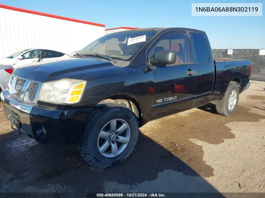 2008 Nissan Titan Se VIN: 1N6BA06A88N302119 Lot: 40650099