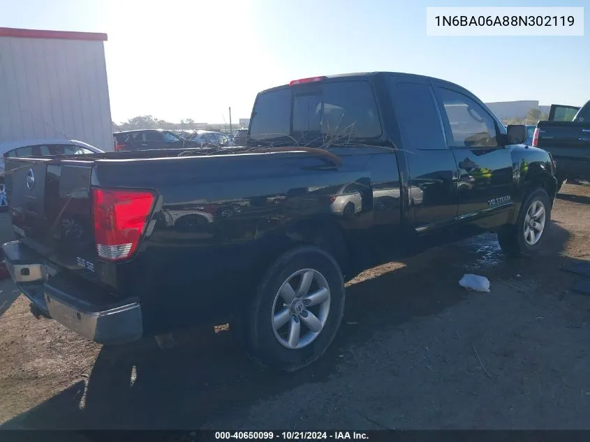 2008 Nissan Titan Se VIN: 1N6BA06A88N302119 Lot: 40650099