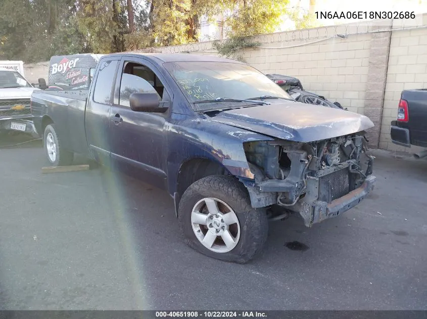 2008 Nissan Titan Se VIN: 1N6AA06E18N302686 Lot: 40651908