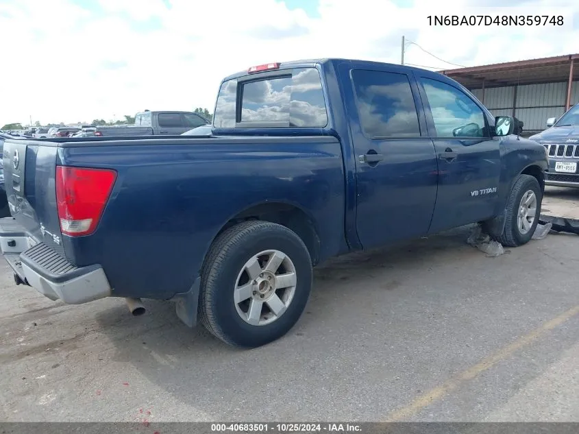 1N6BA07D48N359748 2008 Nissan Titan Se/Xe