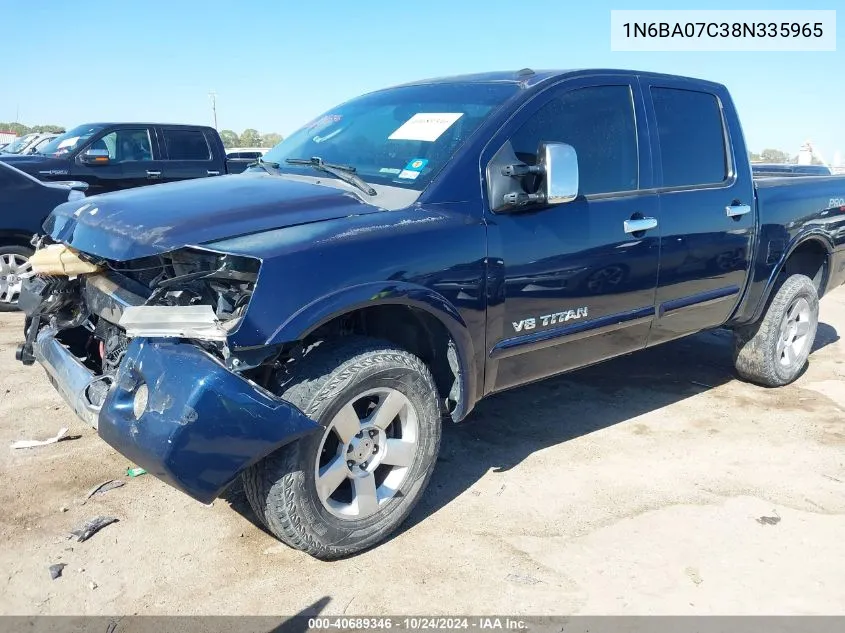 2008 Nissan Titan Xe/Se/Le/Pro-4X VIN: 1N6BA07C38N335965 Lot: 40689346