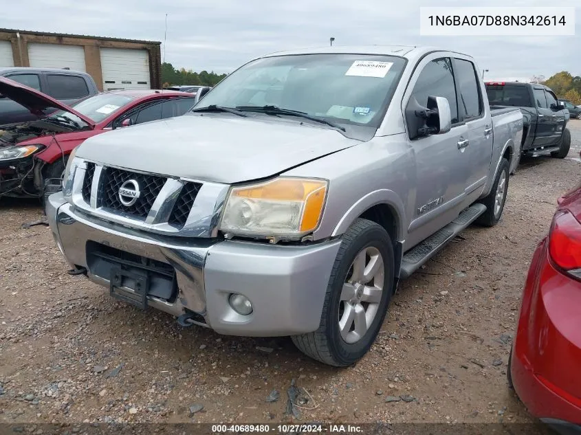 2008 Nissan Titan Xe/Se/Le VIN: 1N6BA07D88N342614 Lot: 40689480