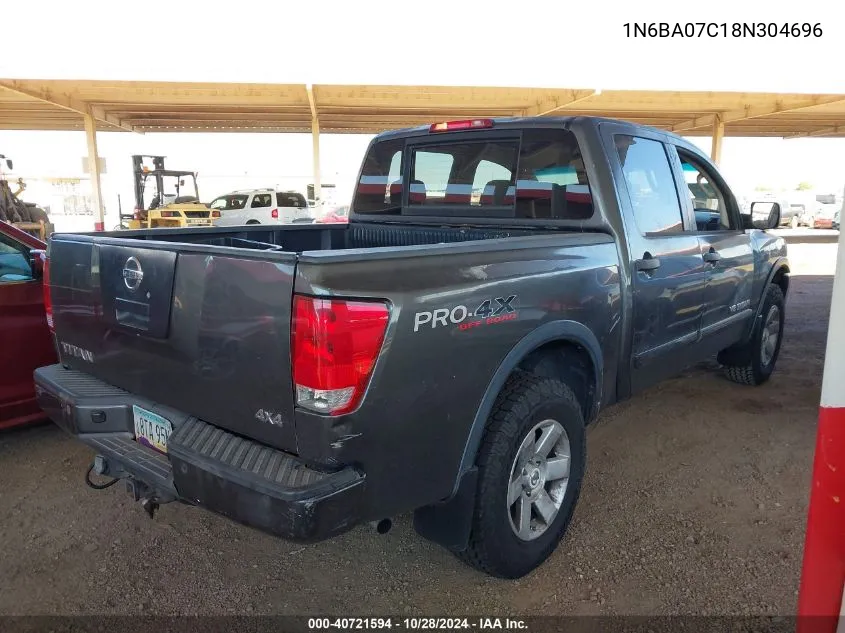 2008 Nissan Titan Pro-4X VIN: 1N6BA07C18N304696 Lot: 40721594