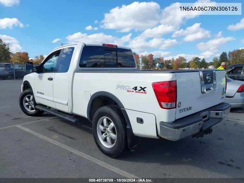 2008 Nissan Titan Pro-4X VIN: 1N6AA06C78N306126 Lot: 40739709