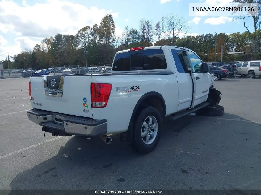 2008 Nissan Titan Pro-4X VIN: 1N6AA06C78N306126 Lot: 40739709