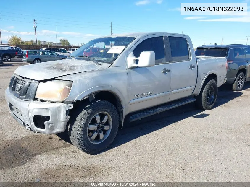 2008 Nissan Titan Pro-4X VIN: 1N6AA07C18N322093 Lot: 40748498