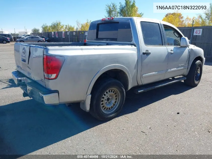 2008 Nissan Titan Pro-4X VIN: 1N6AA07C18N322093 Lot: 40748498