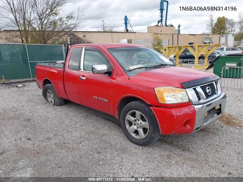 2008 Nissan Titan Xe VIN: 1N6BA06A98N314196 Lot: 40771512