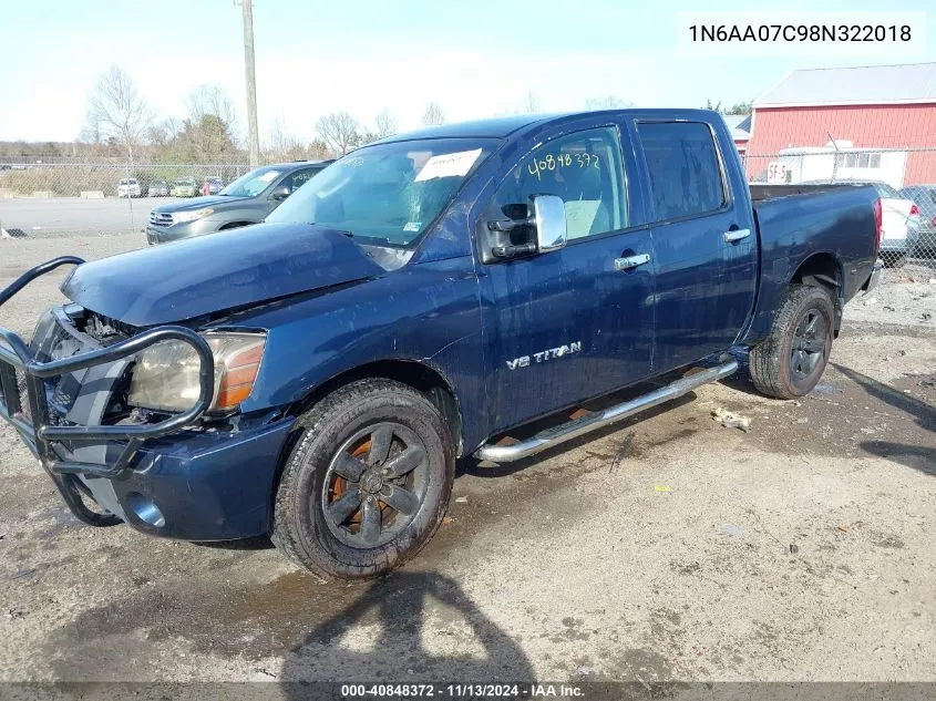 2008 Nissan Titan Xe VIN: 1N6AA07C98N322018 Lot: 40848372