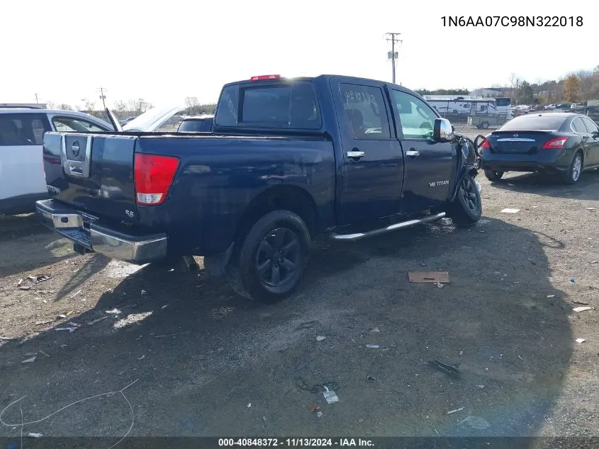 2008 Nissan Titan Xe VIN: 1N6AA07C98N322018 Lot: 40848372